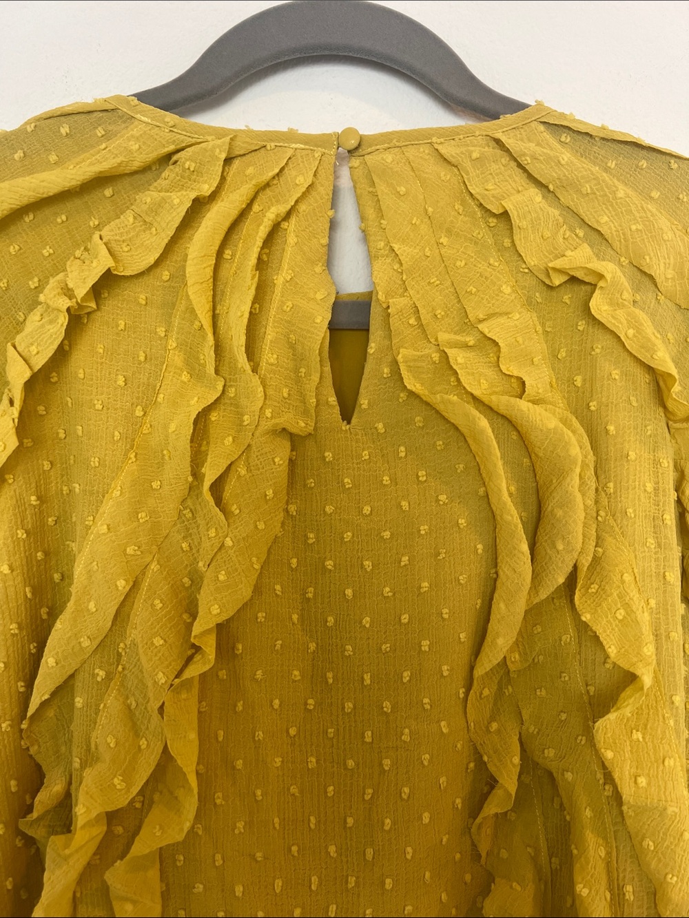 Elliatt Olive-Mustard Ruffle Peplum Blouse - Picture 4 of 5
